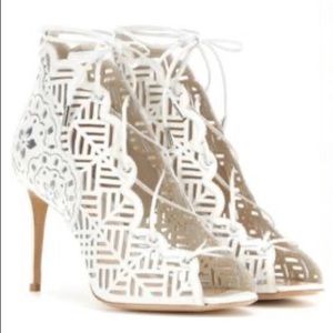 Nickolas Kirkwood White Stencil Lace-up Sandals